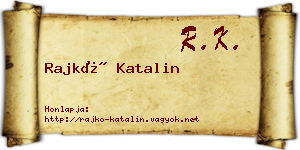 Rajkó Katalin névjegykártya